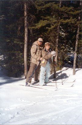 Ben and Caroline cross-country skiing